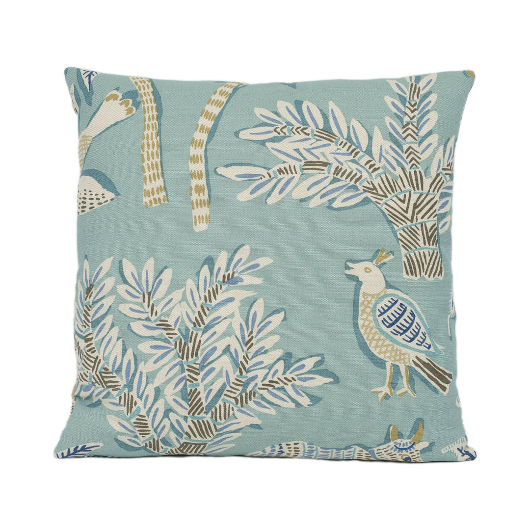 Thibaut - Goa - Teal - Primitive Cave Drawing Inspired Designer Cushion Cover - Luxury Home Decor - Handmade Home Decor.