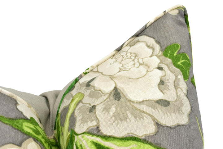 Schumacher / Mary McDonald - Bermuda Blossoms - Slate - Bold Traditional Floral Cushion Cover - Handmade Throw Pillow Designer Home Decor.