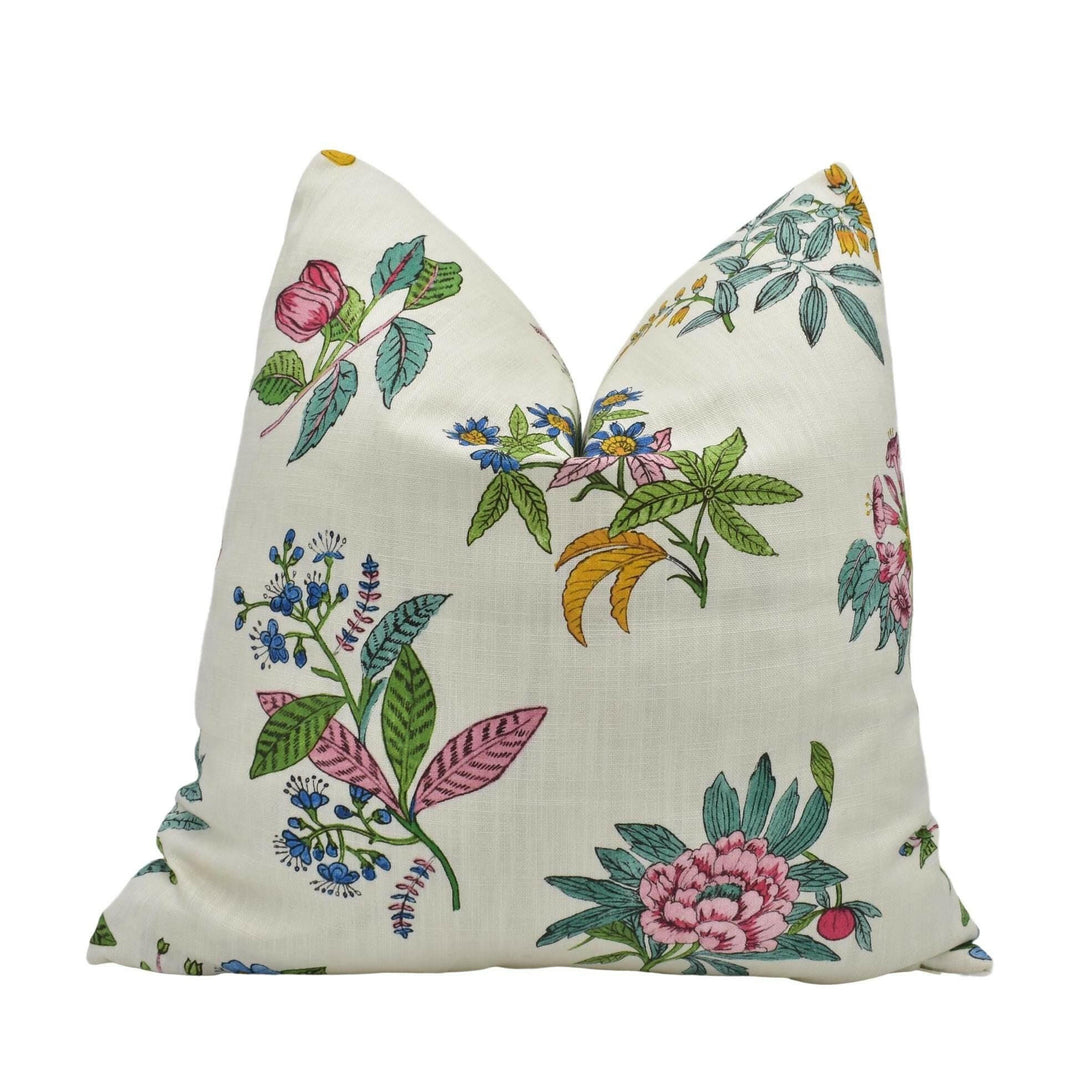 Harlequin - Woodland Floral - Peridot / Ruby / Pearl - Joyful Springtime Flowers Designer Cushion Cover - Luxury Throw Pillow - Handmade.