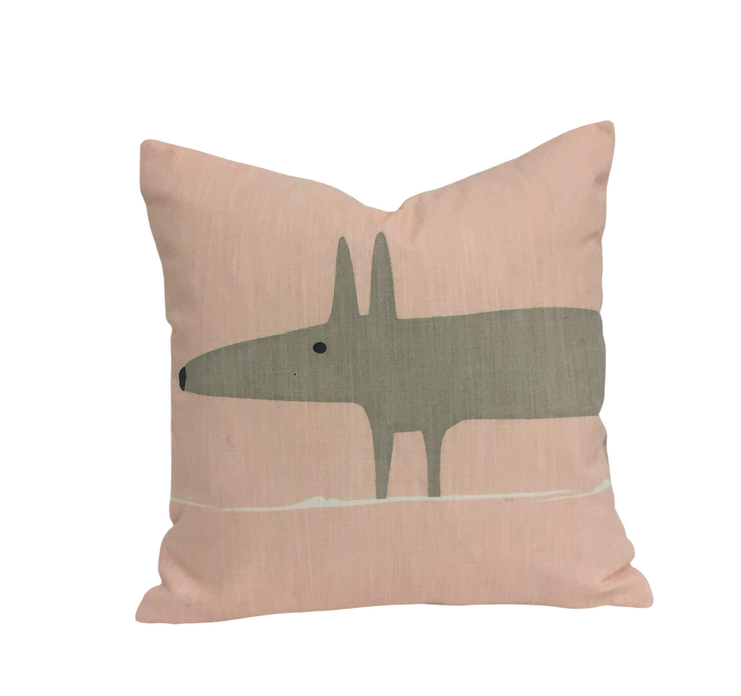 MR FOX - Scion - Blush  - Delicate &amp; Stylish Pink Mr Fox Cushion Cover - Handmade Throw Pillow - Designer Home Decor.