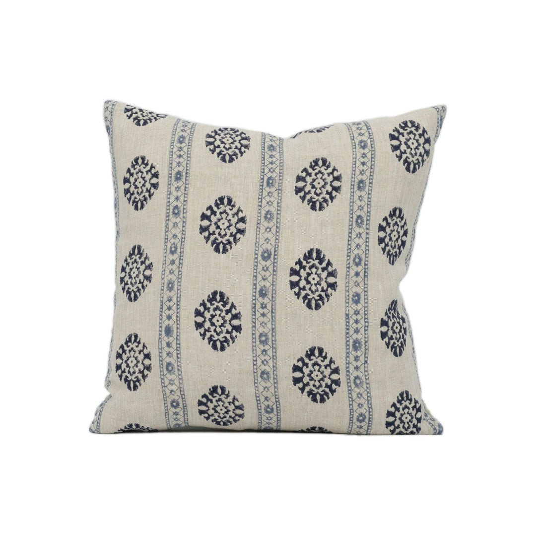 GP & J Baker - Alma - Indigo / Blue - Indian Inspired Striped Cushion Cover - Handmade Throw Pillow - Designer Home Décor.