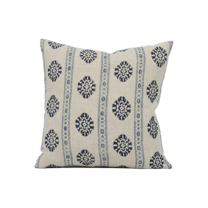 GP & J Baker - Alma - Indigo / Blue - Indian Inspired Striped Cushion Cover - Handmade Throw Pillow - Designer Home Décor.