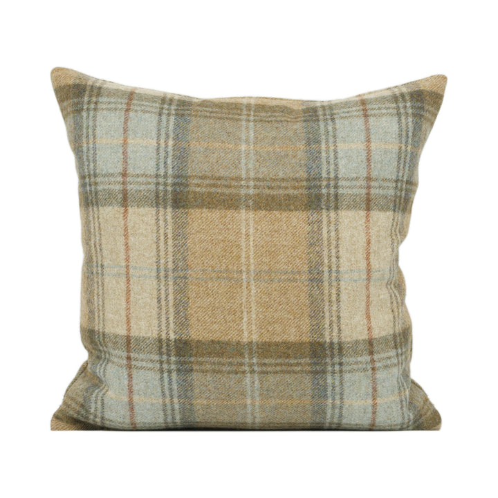 Abraham Moon - Stroud - Eau De Nil - 100% Wool Cushion Cover - Designer Plaid Pillow Cover - Handmade Custom Abraham Moon Pillow.