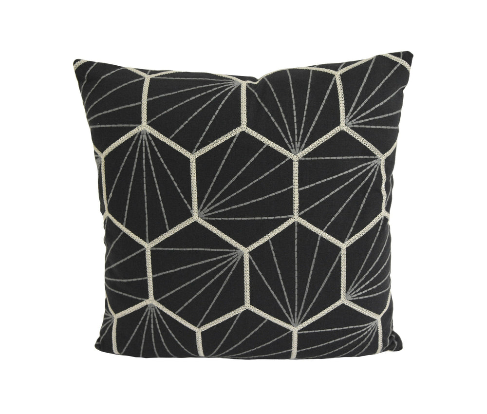 Scion - Aikyo - Midnight - Scandi & Japanese Geometric Embroidered Cushion Cover - Handmade Throw Pillow - Designer Home Decor.