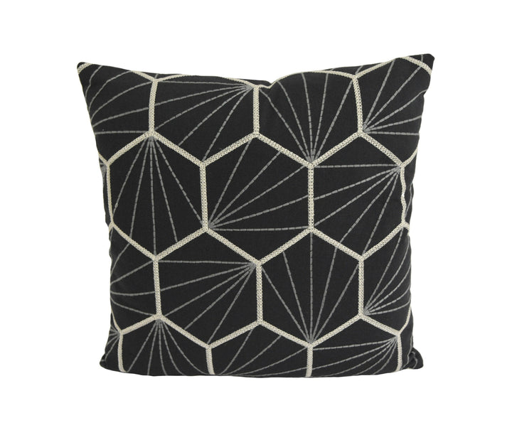 Scion - Aikyo - Midnight - Scandi & Japanese Geometric Embroidered Cushion Cover - Handmade Throw Pillow - Designer Home Decor.