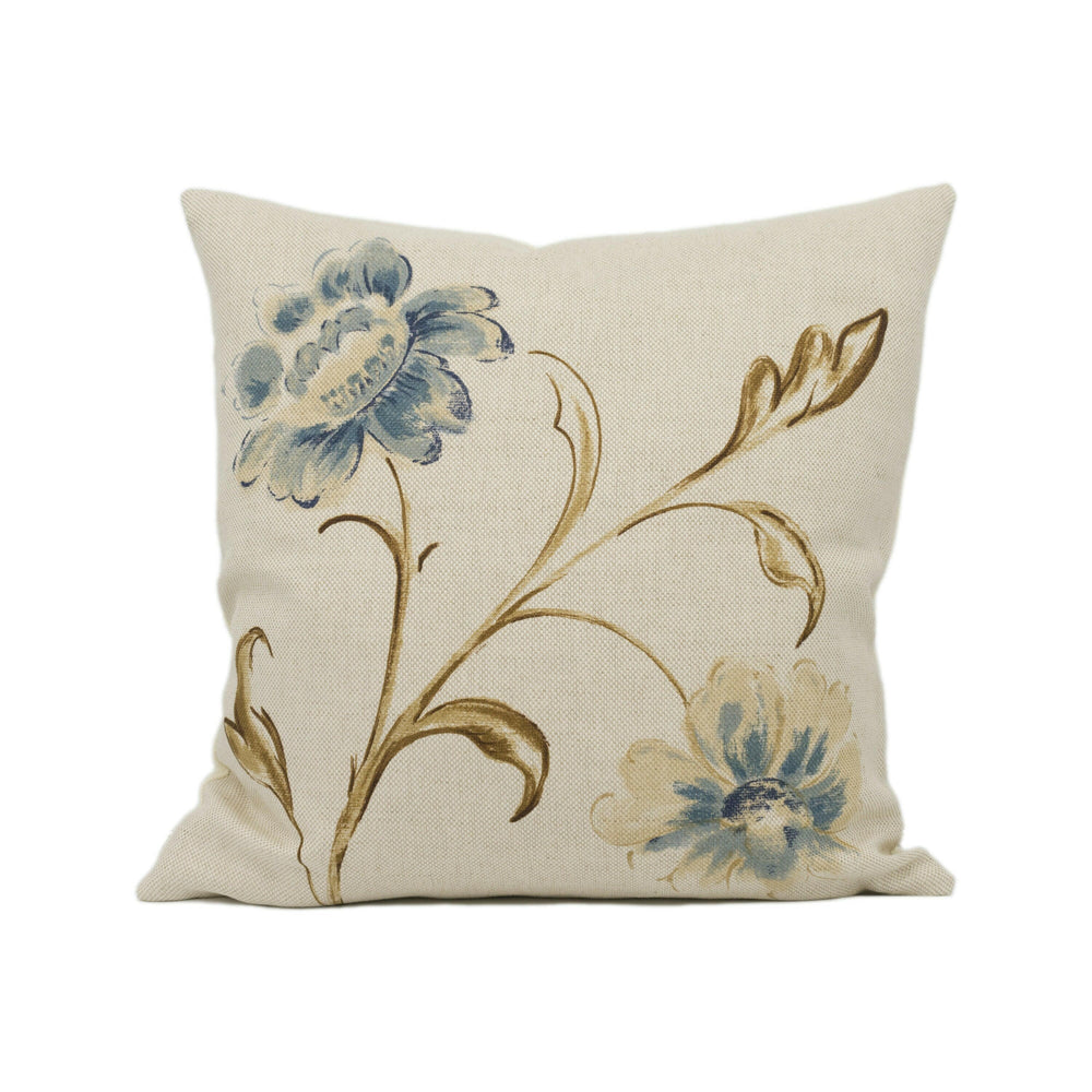Zoffany - Yasmin - Beige Linen - Large Scale Painterly Floral Cushion Cover - Handmade Throw Pillow - Designer Home Décor.