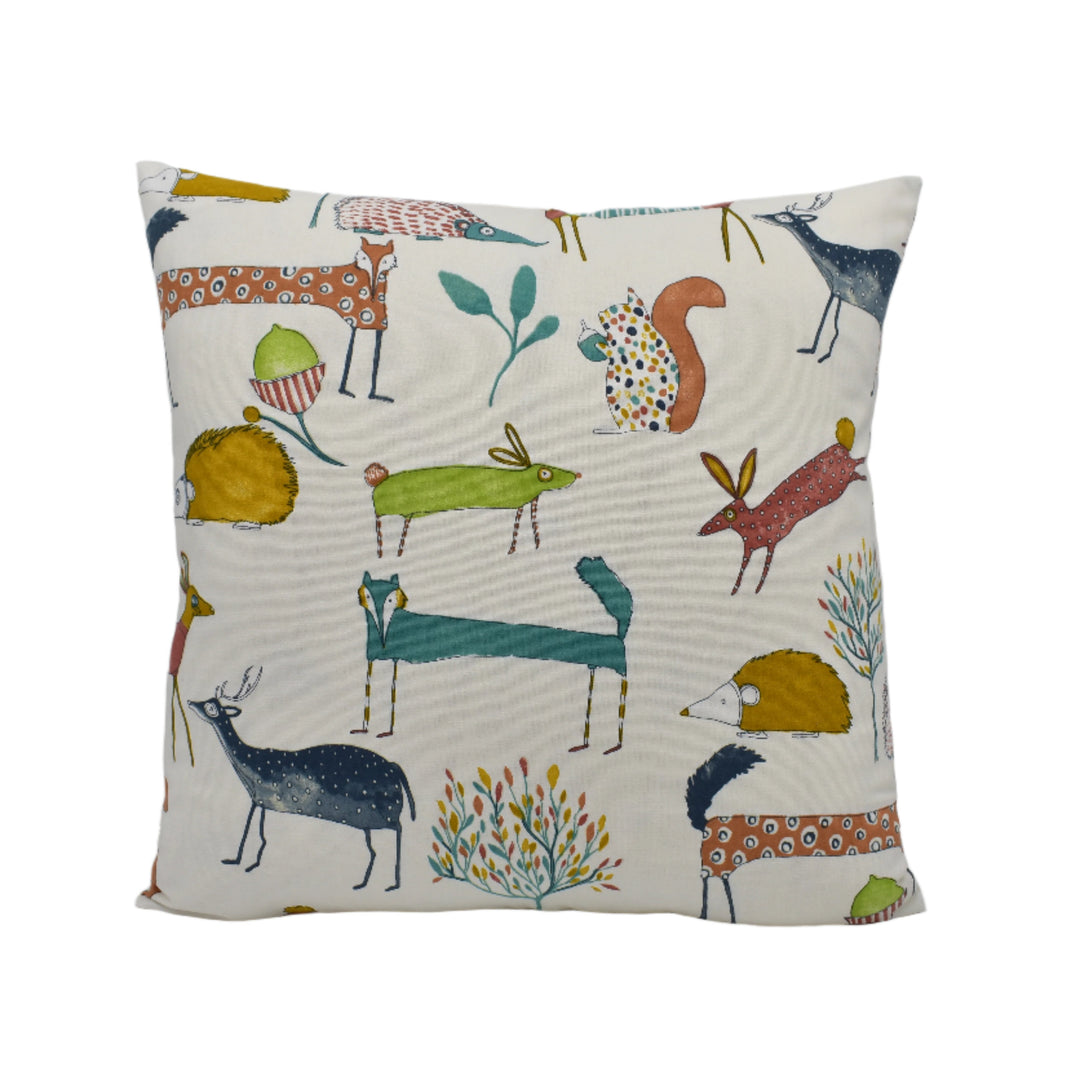 Prestigious Textiles - Oh My Deer – Marmalade – Cushion Cover – Whimsical Woodland Creatures & Botanical Print