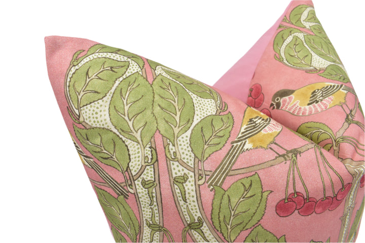 GP & J Baker – Birds & Cherries – Coral – Cushion Cover – Charming Botanical Bird Print