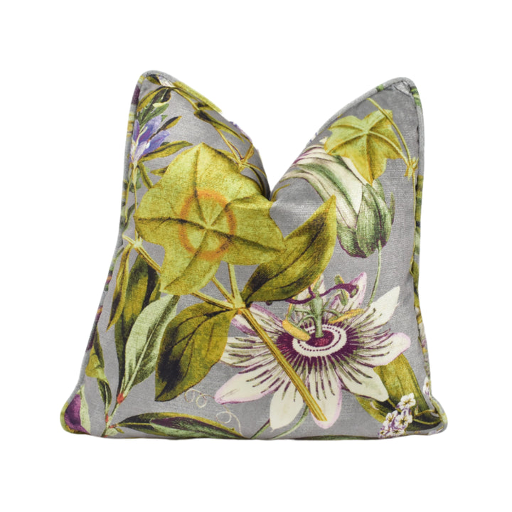 Clarke &amp; Clarke – Passiflora – Slate &amp; Amethyst – Cushion Cover – Ornate Velvet Botanical