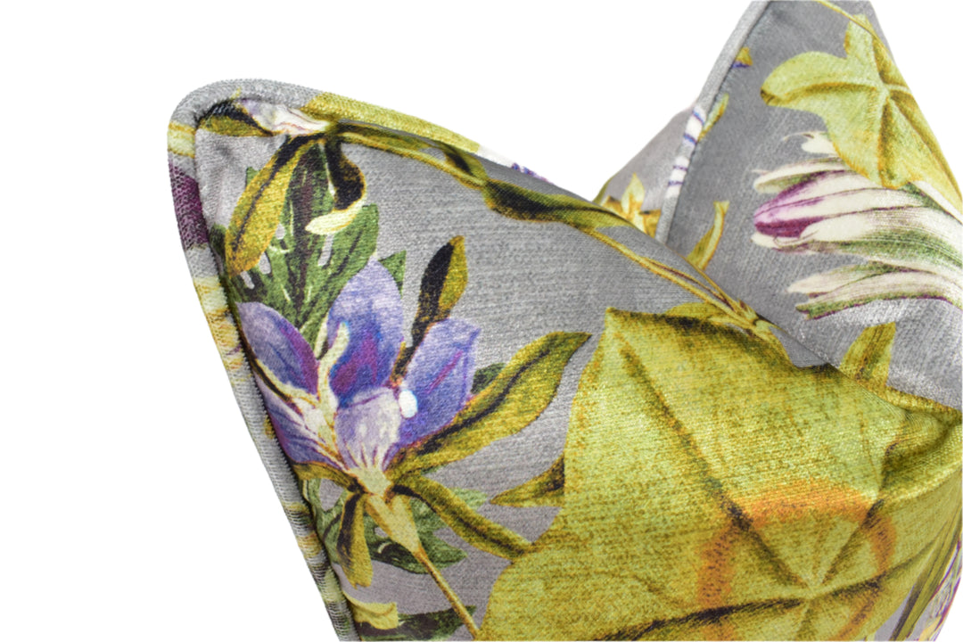 Clarke &amp; Clarke – Passiflora – Slate &amp; Amethyst – Cushion Cover – Ornate Velvet Botanical