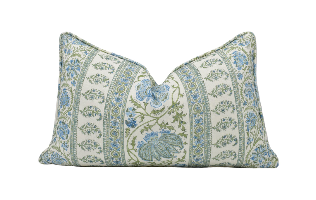 Indiennes Stripe – Seafoam – Cushion Cover – Soft Botanical Linen Accent