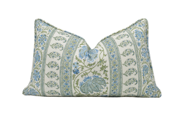 Indiennes Stripe – Seafoam – Cushion Cover – Soft Botanical Linen Accent