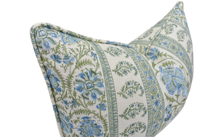 Indiennes Stripe – Seafoam – Cushion Cover – Soft Botanical Linen Accent