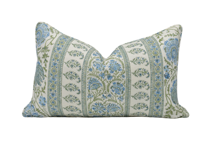 Indiennes Stripe – Seafoam – Cushion Cover – Soft Botanical Linen Accent