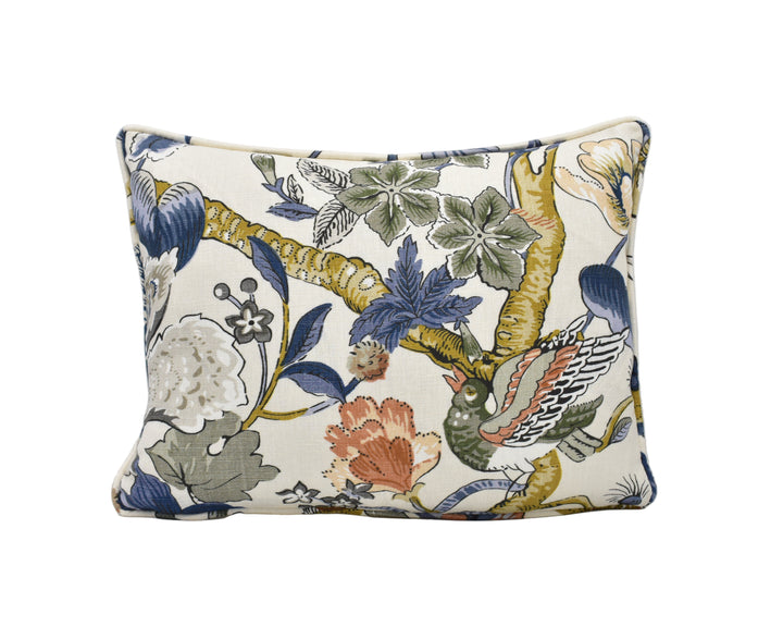 Thibaut – Hill Garden – Brick & Navy – Cushion Cover – Botanical Linen Statement