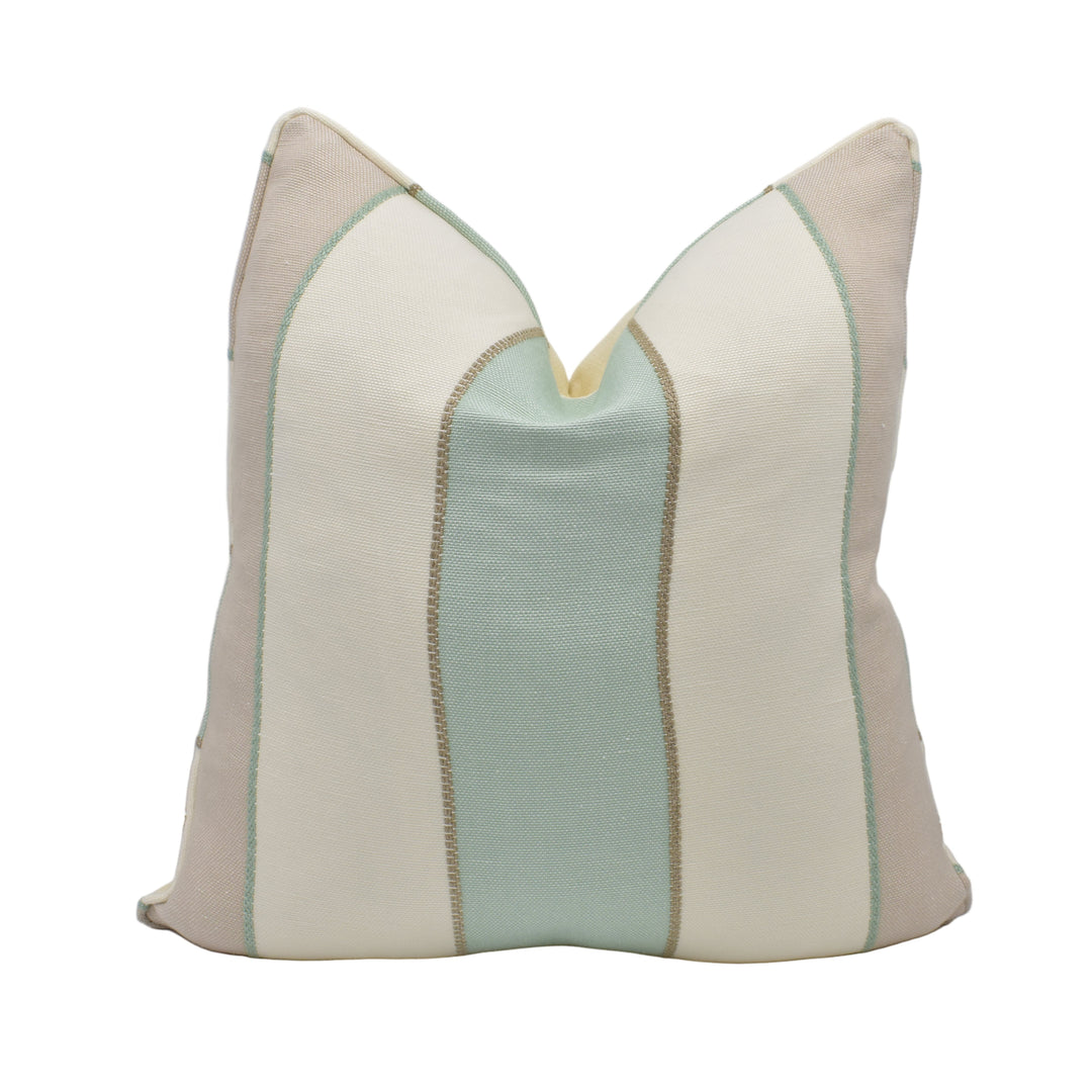Colefax and Fowler - Callan Stripe - Aqua - Understated Embroidered Stripe Designer Cushion Cover - Luxury Throw Pillow - Handmade Home