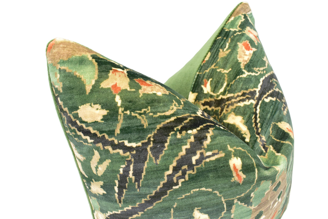 William Morris - Montreal Velvet - Forest / Teal - Cushion Cover – Lush Heritage Floral Accent