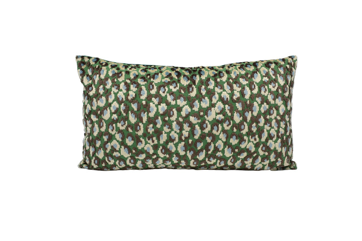 Jane Churchill - Cleo - Taupe / Green - Cushion Cover – Playful Spot Velvet Accent