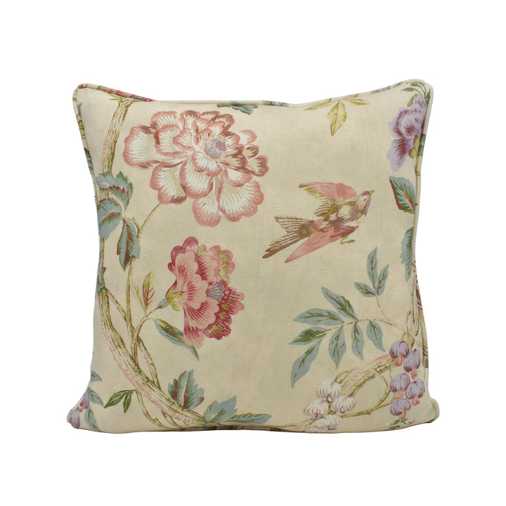 Colefax &amp; Fowler – Leonora – Coral / Sage – Cushion Cover – Heritage Floral Statement