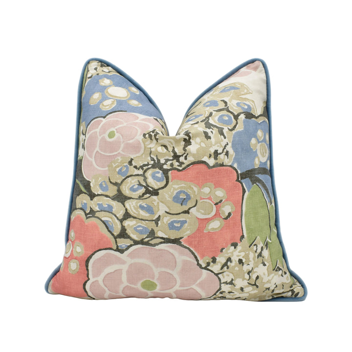 Anna French x Thibaut Laura Blush and Green Floral Cushion Cover – Bold Vintage Luxury Pillow