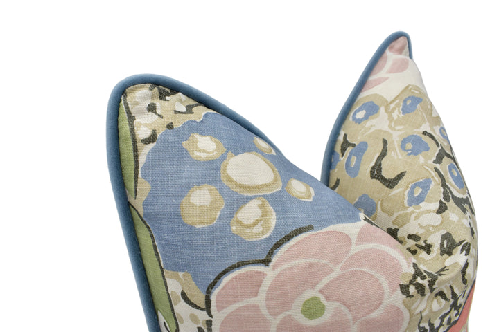 Anna French x Thibaut Laura Blush and Green Floral Cushion Cover – Bold Vintage Luxury Pillow