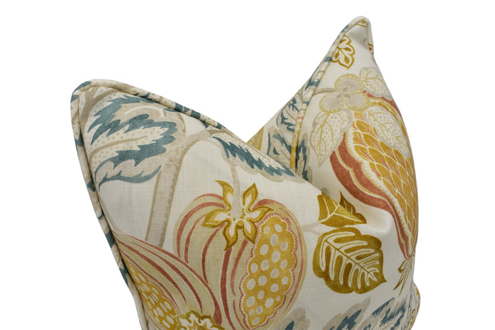 Sanderson – Cantaloupe – Sandstone/Agave – Cushion Cover – Outdoor Botanical Linen