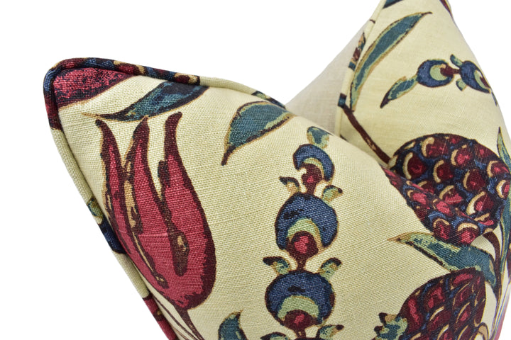 Thibaut – Corneila – Red and Teal – Cushion Cover – Artisan Moroccan Botanical