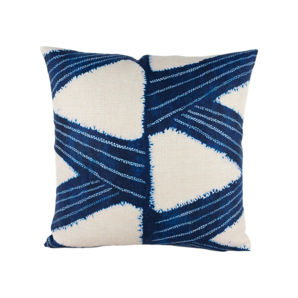 Zoffany - Kanoko - Indigo - Abstract Japanese Inspired Shibori Zig Zag Cushion Cover - Handmade Throw Pillow Designer Home Decor.