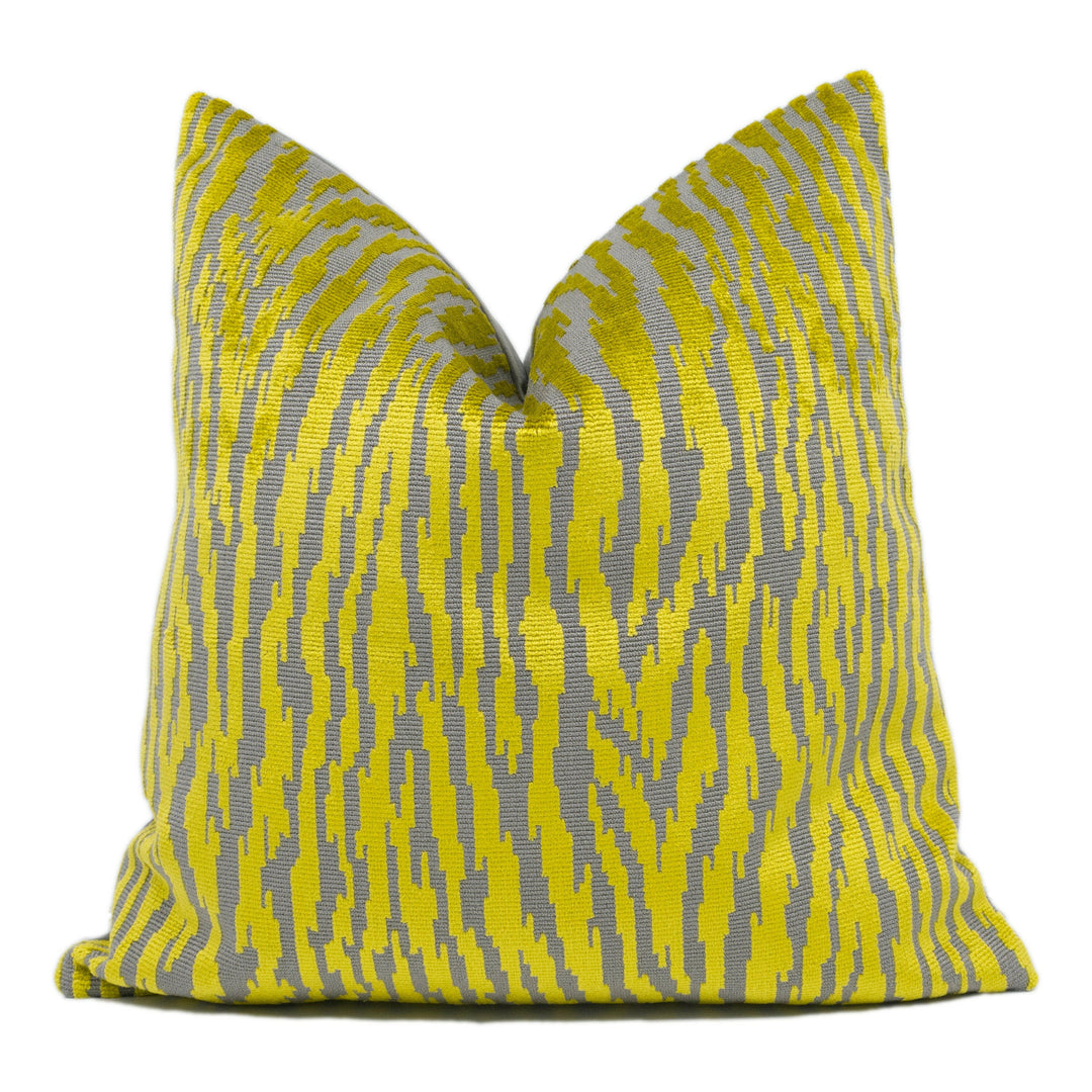 Harlequin - Nia - Chartreuse / Charcoal - Funky Animal Print Inspired Velvet Cushion Cover - Handmade Throw Pillow - Designer Home Décor.