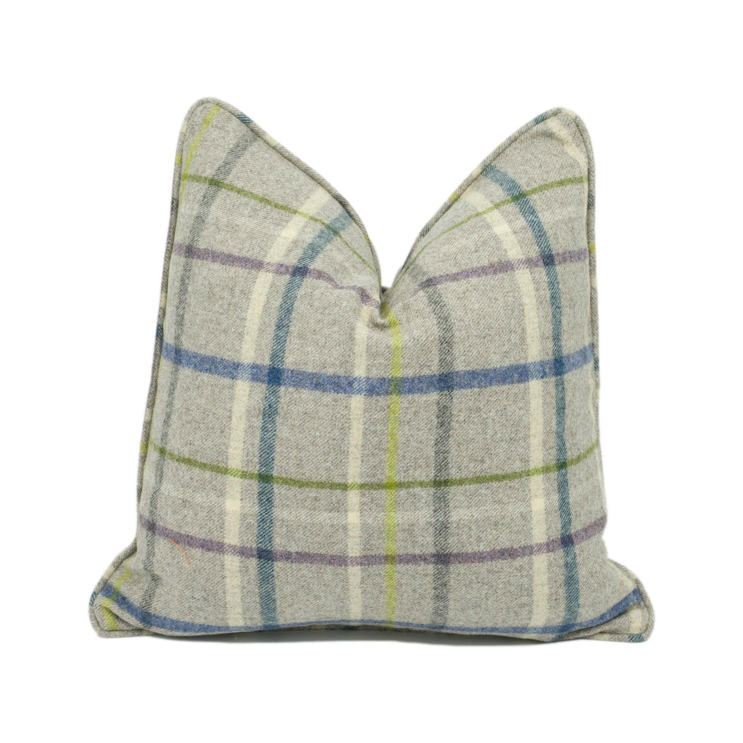 Abraham Moon - Multicheck - Mid Grey -  100% Wool Cushion Cover - Designer Plaid Pillow Cover - Handmade Custom Abraham Moon Pillowmade.