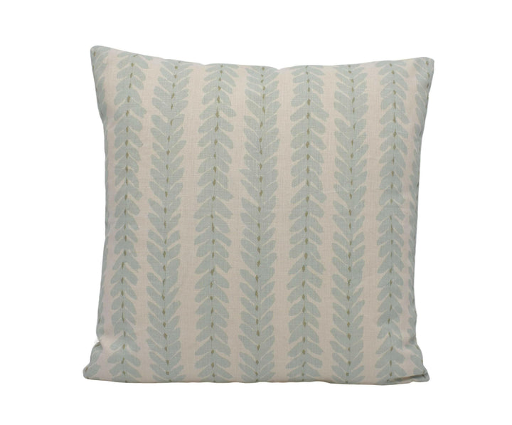 Schumacher x Veere Greeney - Woodperry - Aqua - Modern Classic Botanical Stripe Designer Cushion Cover - Luxury Linen Pillow Cover - Custom.