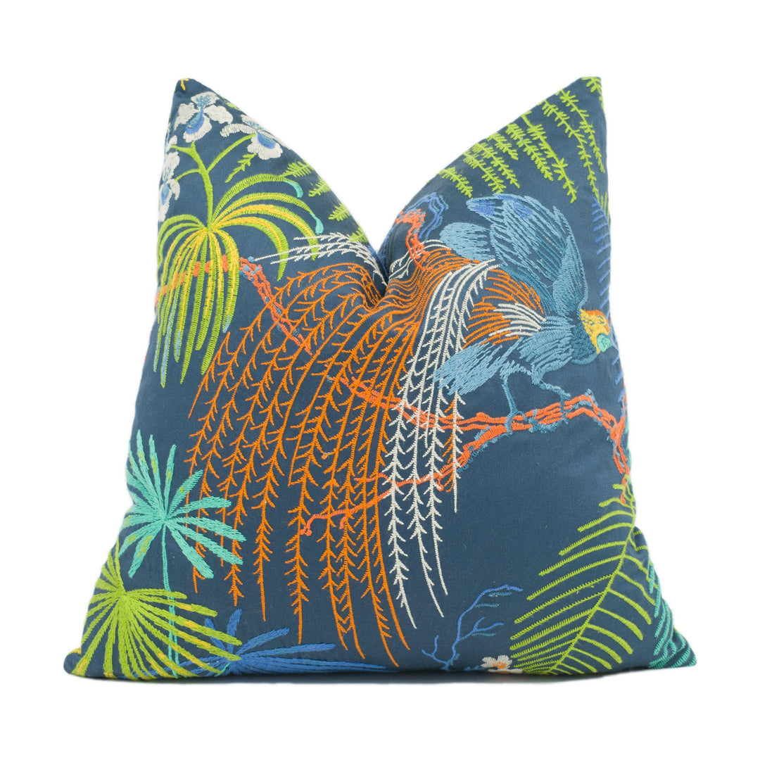 Sanderson - Rain Forest Embroidery - Tropical Night - Exotic Embroidered Cushion Cover - Handmade Throw Pillow - Designer Home Décor.