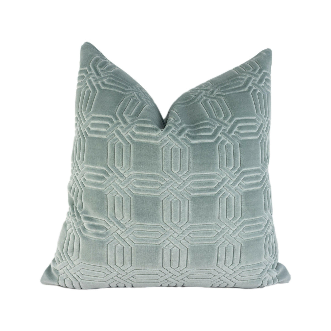 Brentano - Interlock - Glacier - Stunning Designer Cut Velvet Cushion Cover Handmade Throw Pillow Luxury Home Decor.