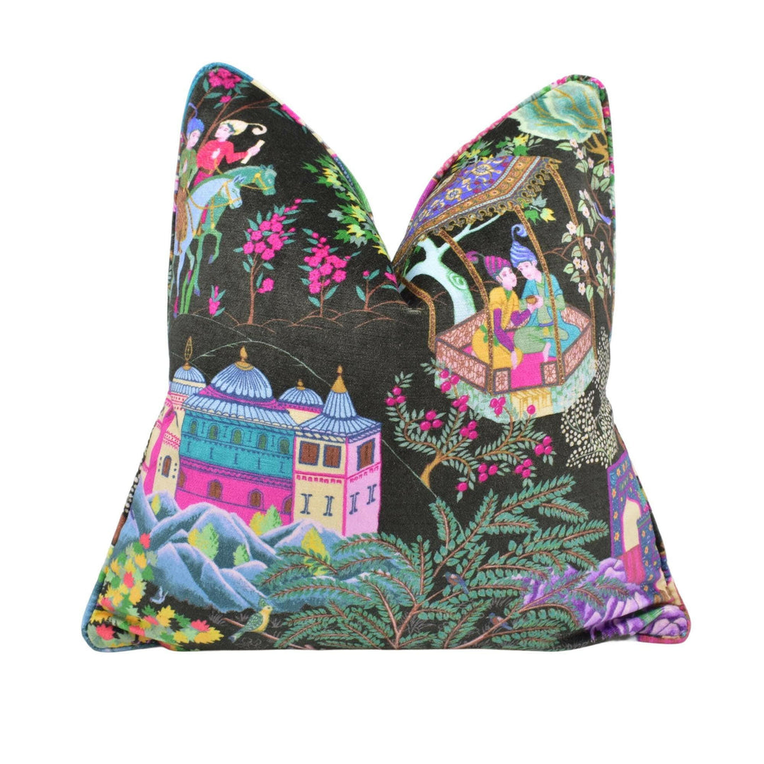 Manuel Canovas - Leyla Velours - Brun - Vibrant Cluttercore Maximalist Velvet Designer Cushion Cover - Bohemian Throw Pillow - Handmade Home.