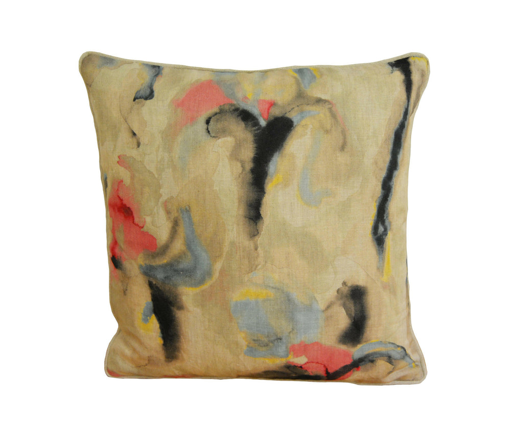 Zoffany - Water Iris - Rose / Blue - Abstract Water Lily Cushion Cover - Handmade Brushstroke Throw Pillow Designer Home Decor.