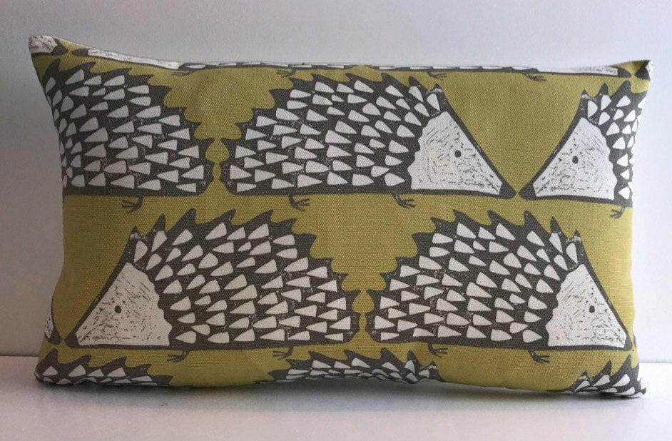 Scion - Spike - Kiwi or Honey - Cute Geometric Hedgehog Cushion Cover Handmade Throw Pillow Designer Home Decor.