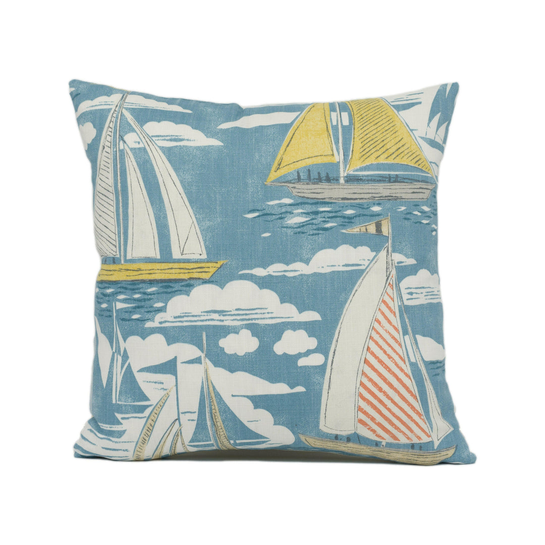 Sanderson - Sailor - Pacific - Fun Nautical Sailboat Cushion Cover - Handmade Throw Pillow - Designer Home Décor.