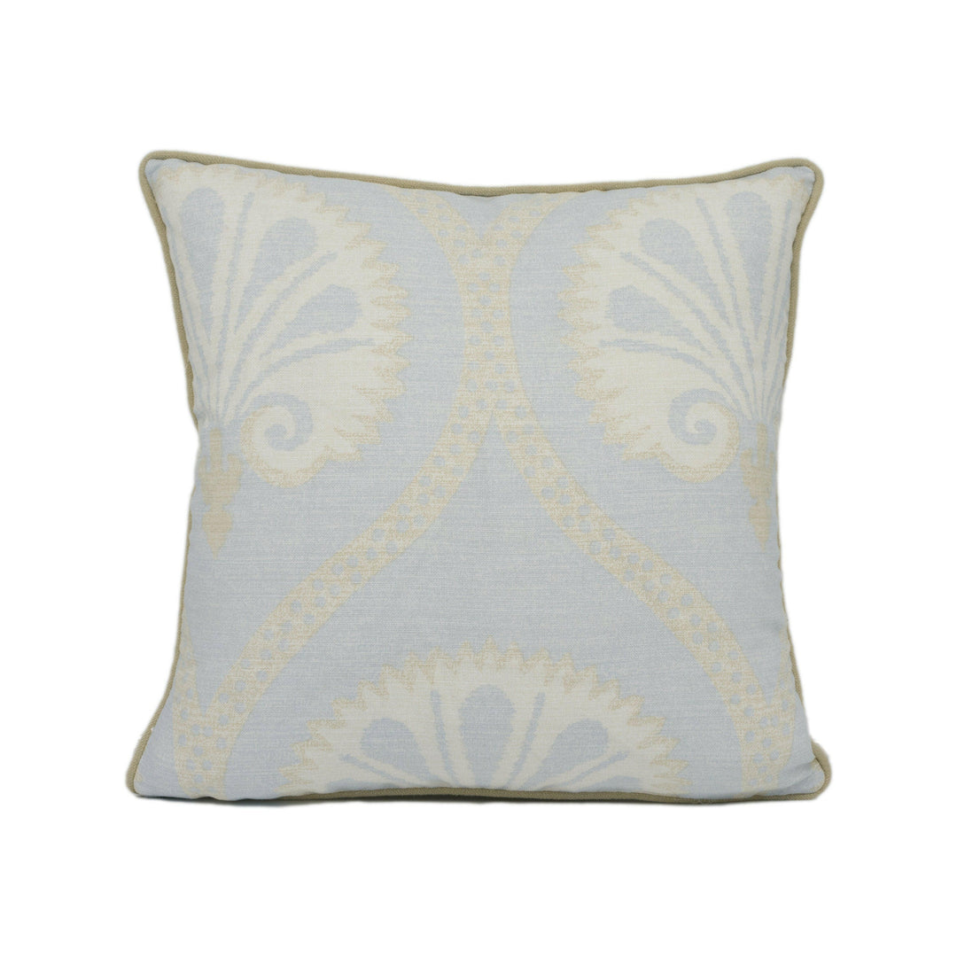 Thibaut - Kimberly - Aqua - Stunning Stylized Floral Scroll Contrast Piped Cushion Cover - Handmade Throw Pillow - Designer Home Décor.