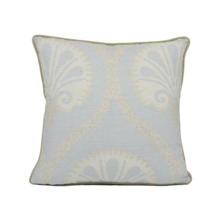 Thibaut - Kimberly - Aqua - Stunning Stylized Floral Scroll Contrast Piped Cushion Cover - Handmade Throw Pillow - Designer Home Décor.