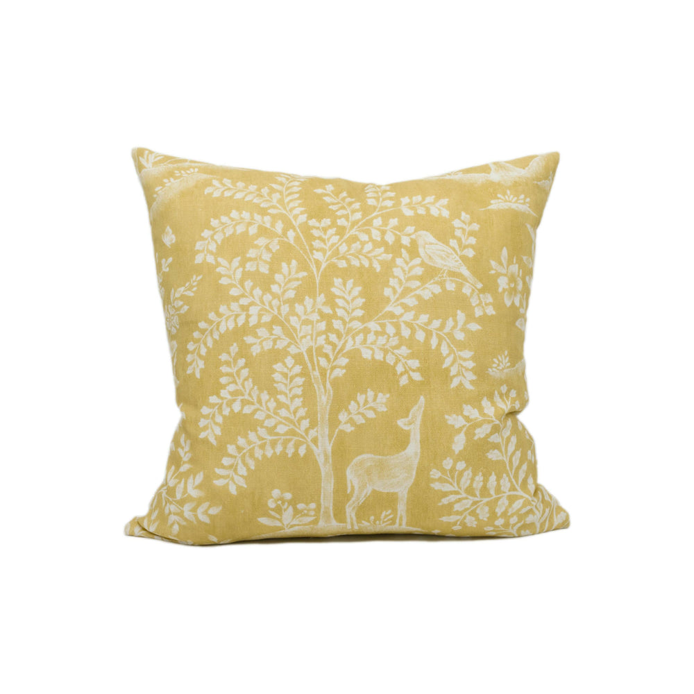 Nina Campbell - Foret - Ochre 1 - Enchanting Green Woodland Wildlife Scenes Cushion Cover - Handmade Throw Pillow - Designer Home Décor.