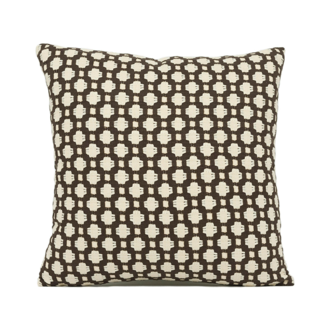 Schumacher - Betwixt - Bear / Ivory - Textural Woven Geometric Cushion Cover - Handmade Throw Pillow - Designer Home Décor.