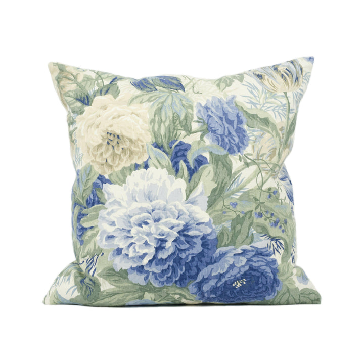 Sanderson - Devonshire Place - Blue / Cream / Green - Pretty Classic Floral Cushion Cover - Handmade Throw Pillow - Designer Home Décor.