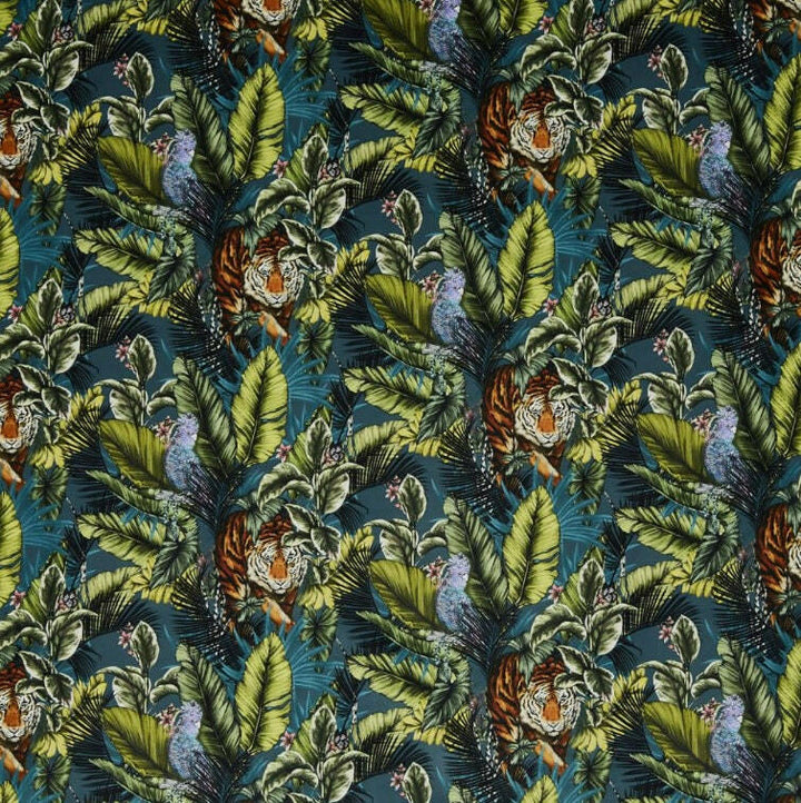 Prestigious - Bengal Tiger - Twilight - Luxurious Maximalist Tropical Jungle Cushion Cover - Handmade Throw Pillow Designer Home Decor.