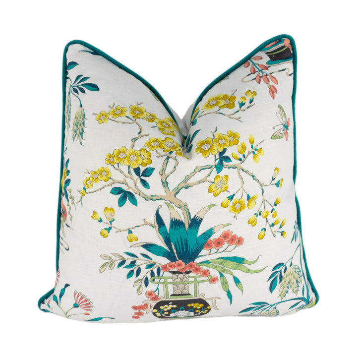 Schumacher -  Ming Vase - Multi - Traditional Chinese Chinoiserie Designer Cushion Cover - Handmade Throw Pillow Designer Home Decor.