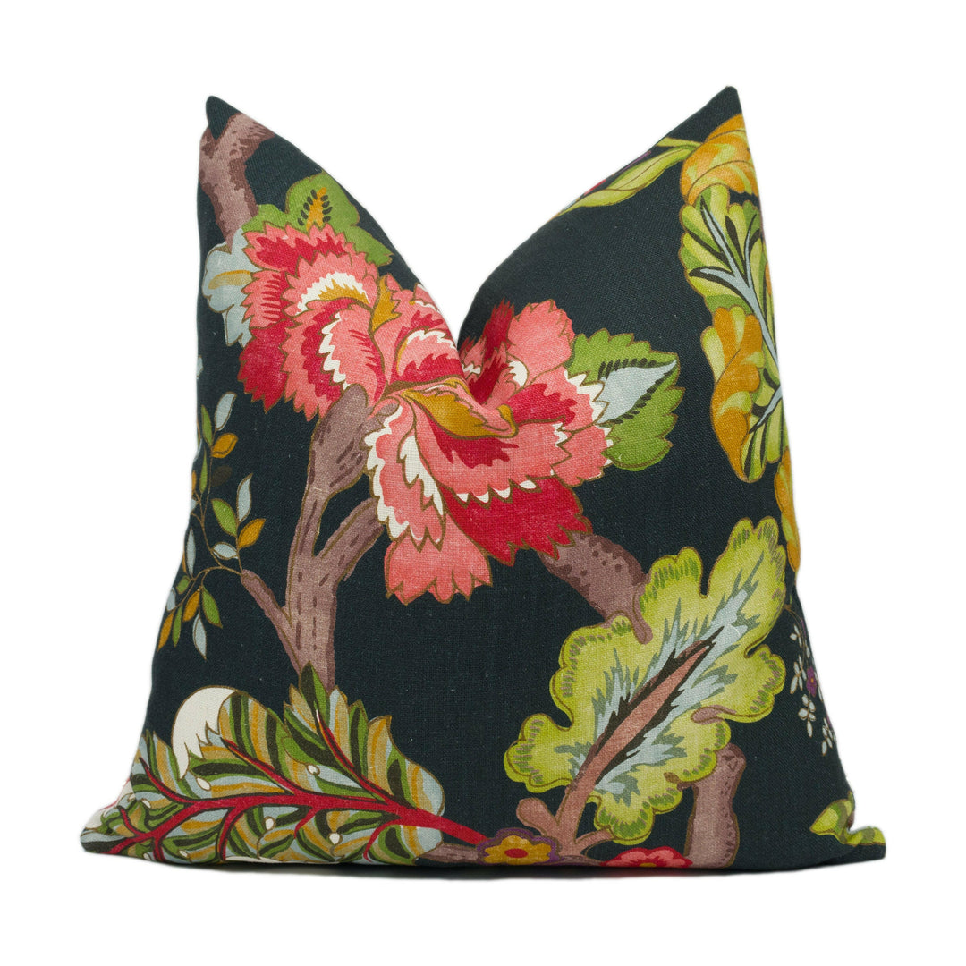 Sanderson - Fusang Tree - Ink Black / Multi -Stunning Tree of Life Cushion Cover - Handmade Throw Pillow - Designer Home Décor.