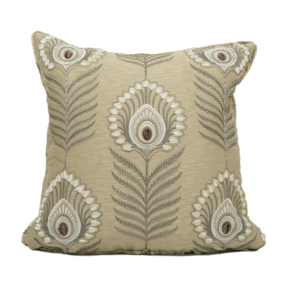 Jane Churchill - Sula - Gold - Bold Embroidered Jewel Peacock Feather Designer Cushion Cover - Luxury Throw Pillow - Handmade Home Decor.