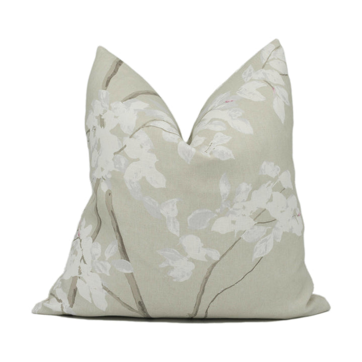 Lewis &amp; wood - Beech - Linen - Beautiful Delicate Tree Sapling Motif Cushion Cover - Handmade Throw Pillow - Designer Home Décor.