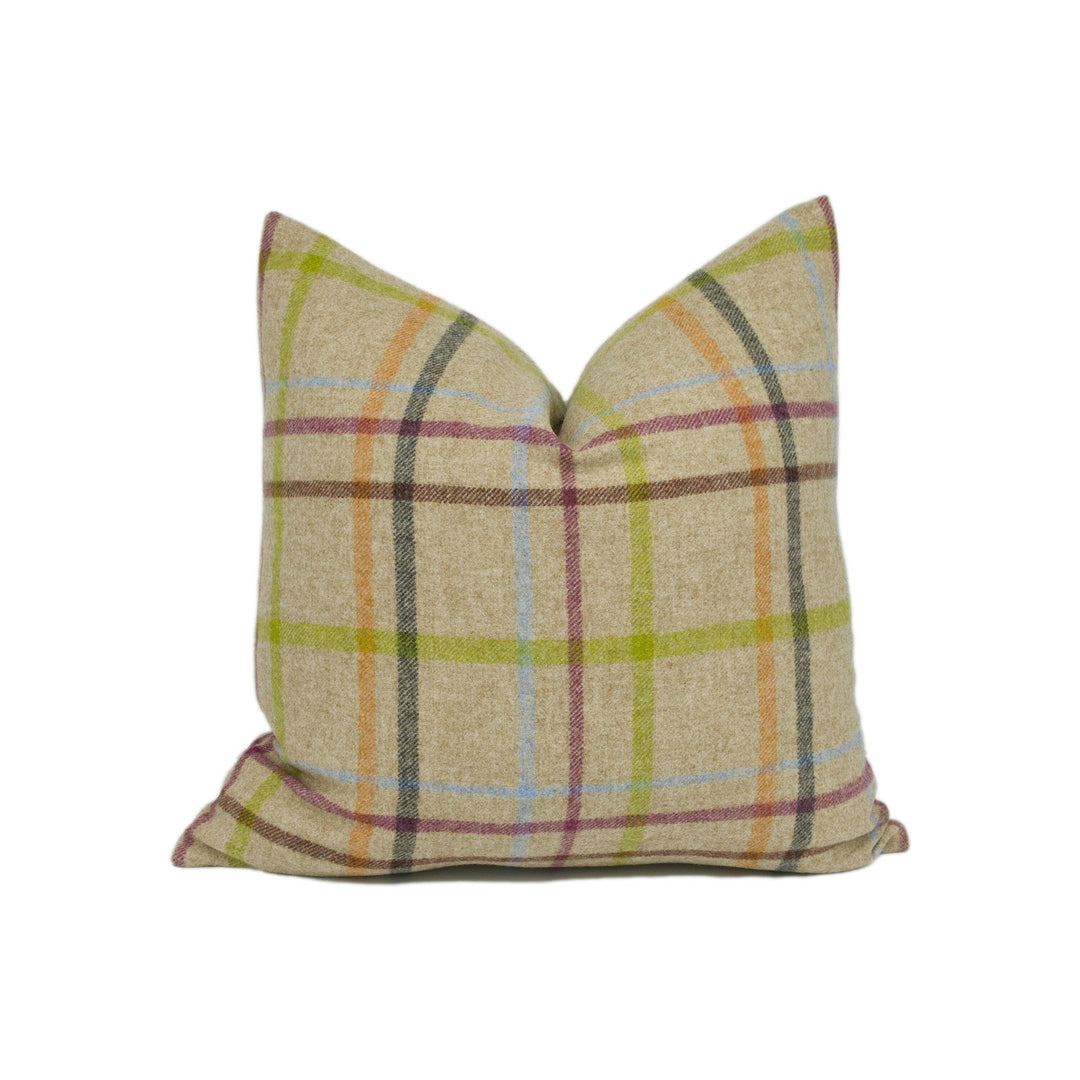 Abraham Moon - Multicheck - Natural -  100% Wool Cushion Cover - Designer Plaid Pillow Cover - Handmade Custom Abraham Moon Pillowmade.