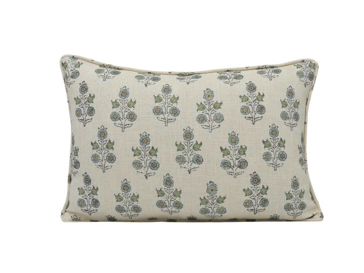 GP & J Baker - Poppy Sprig - Aqua - Versatile Indian Inspired Small Scale Floral Designer Cushion Cover - Luxury Throw Pillow Handmade Home.