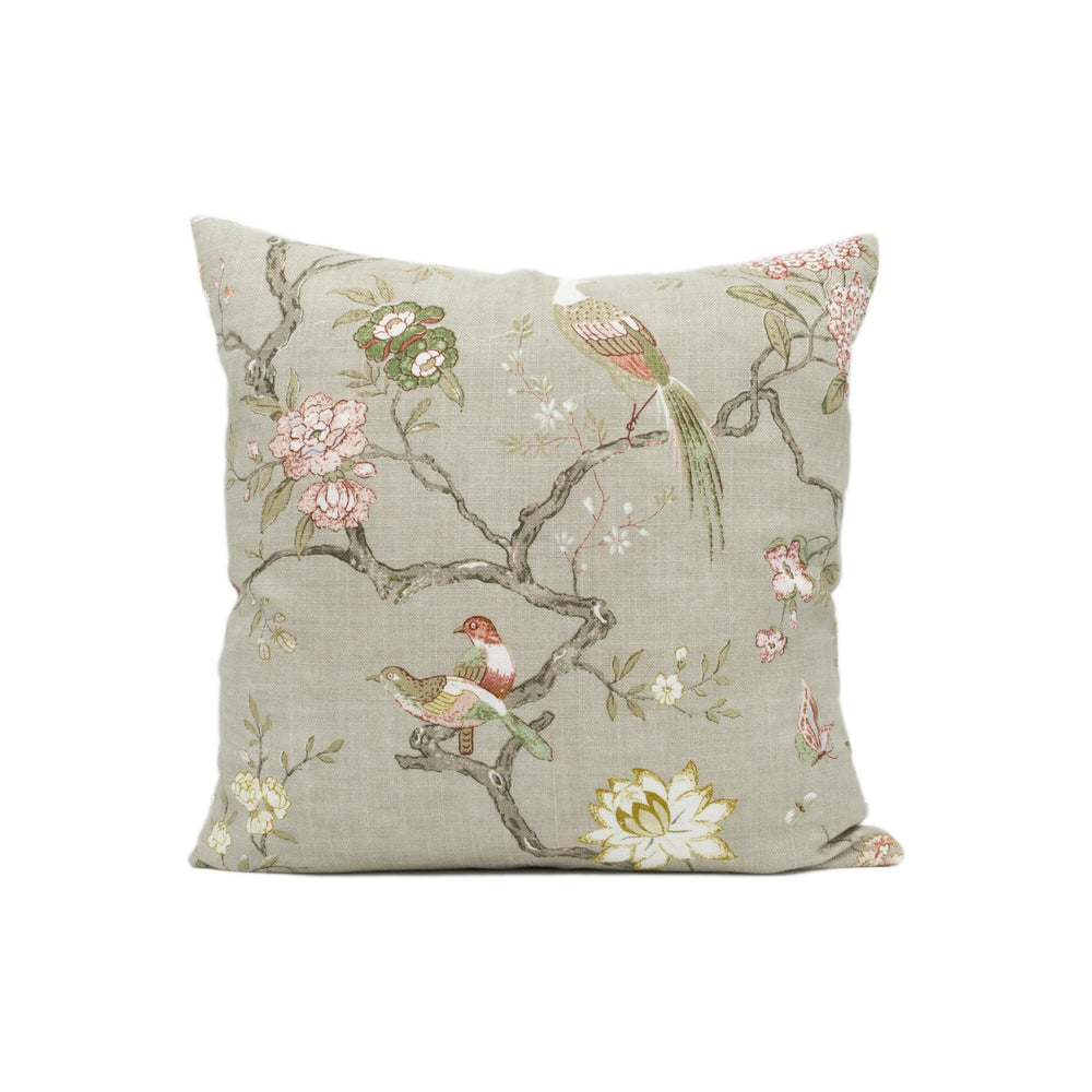 GP & J Baker - Oriental Bird Signature - Mole - Graceful Trailing Bird Chinoiserie Designer Cushion Cover - Luxury Throw Pillow Handmade.